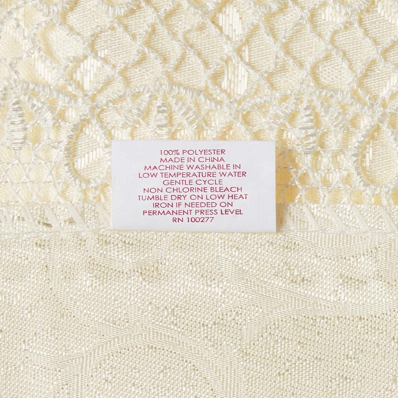 Violet Linen Flower Bow Vintage Lace Pattern Polyester Damask Jacquard Tablecloths, 70" X 120", Beige