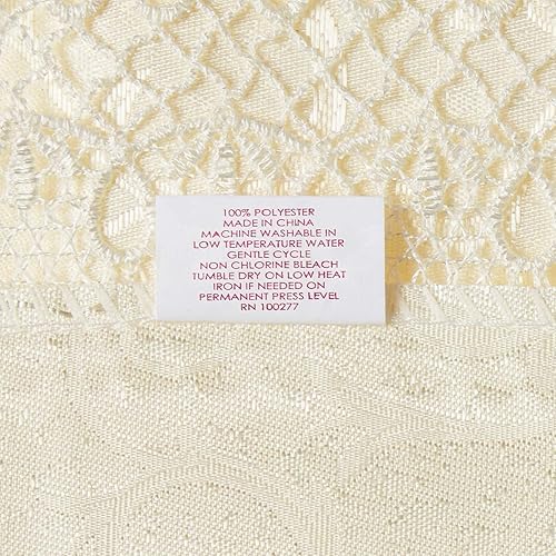 Miniatura 9 de Violet Linen Manteles jacquard de damasco de poliéster con patrón de encaje vintage con lazo de flores, 70 x 160 pulgadas, blanco