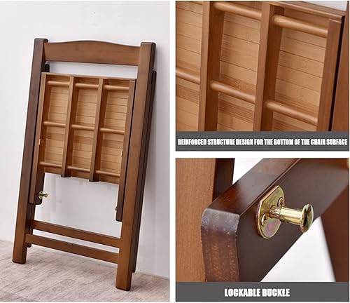 Miniatura 5 de ZLL Silla plegable de bambú natural, restaurante, interior, exterior, silla plegable de terraza, con hebilla bloqueable, 2 piezas (color café)