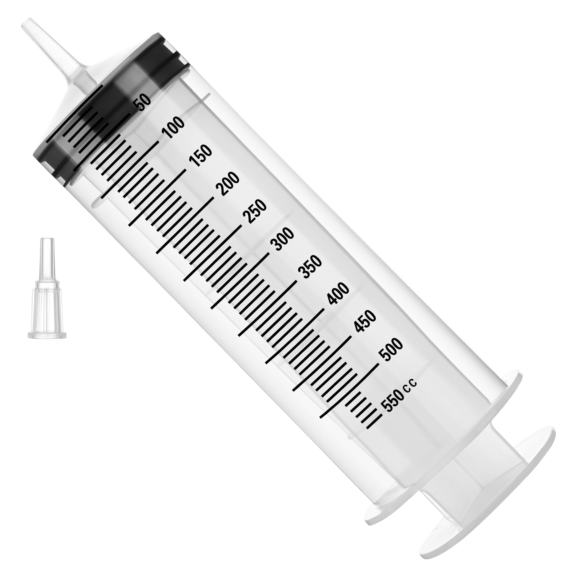500mL Plastic Syringe for Liquid - Large Syringes with Adapter for Scientific Labs, Feeding, Oil Filling, Individually Wrapped, 1 Pack