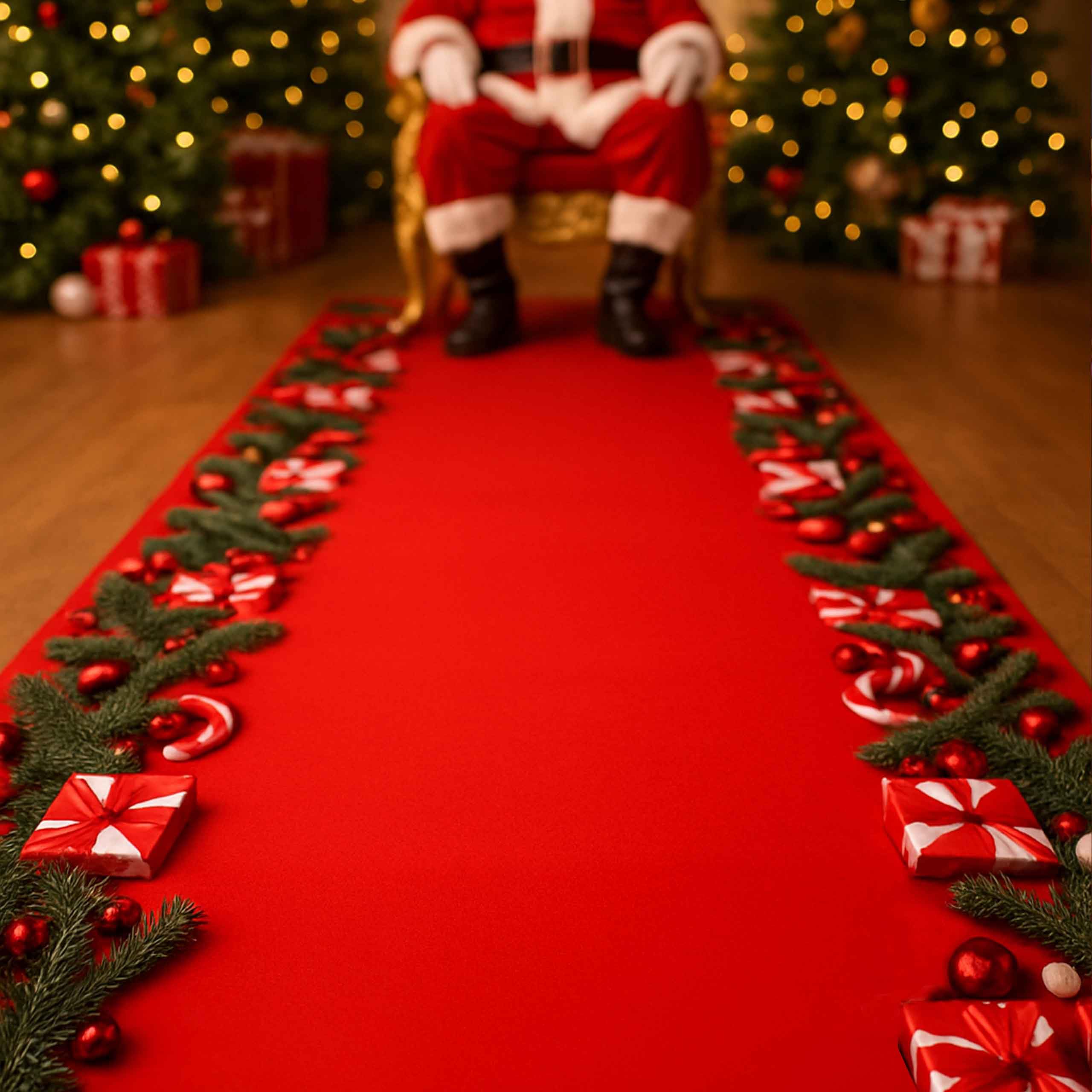 OLIVO.shop JINGLE ROLL Tappeto natalizio a metraggio per interno ed esterno, passatoia rossa Natale su misura larga 1 metro per eventi ed allestimenti, Tappeto natalizio su misura (5 m, GIFTS)