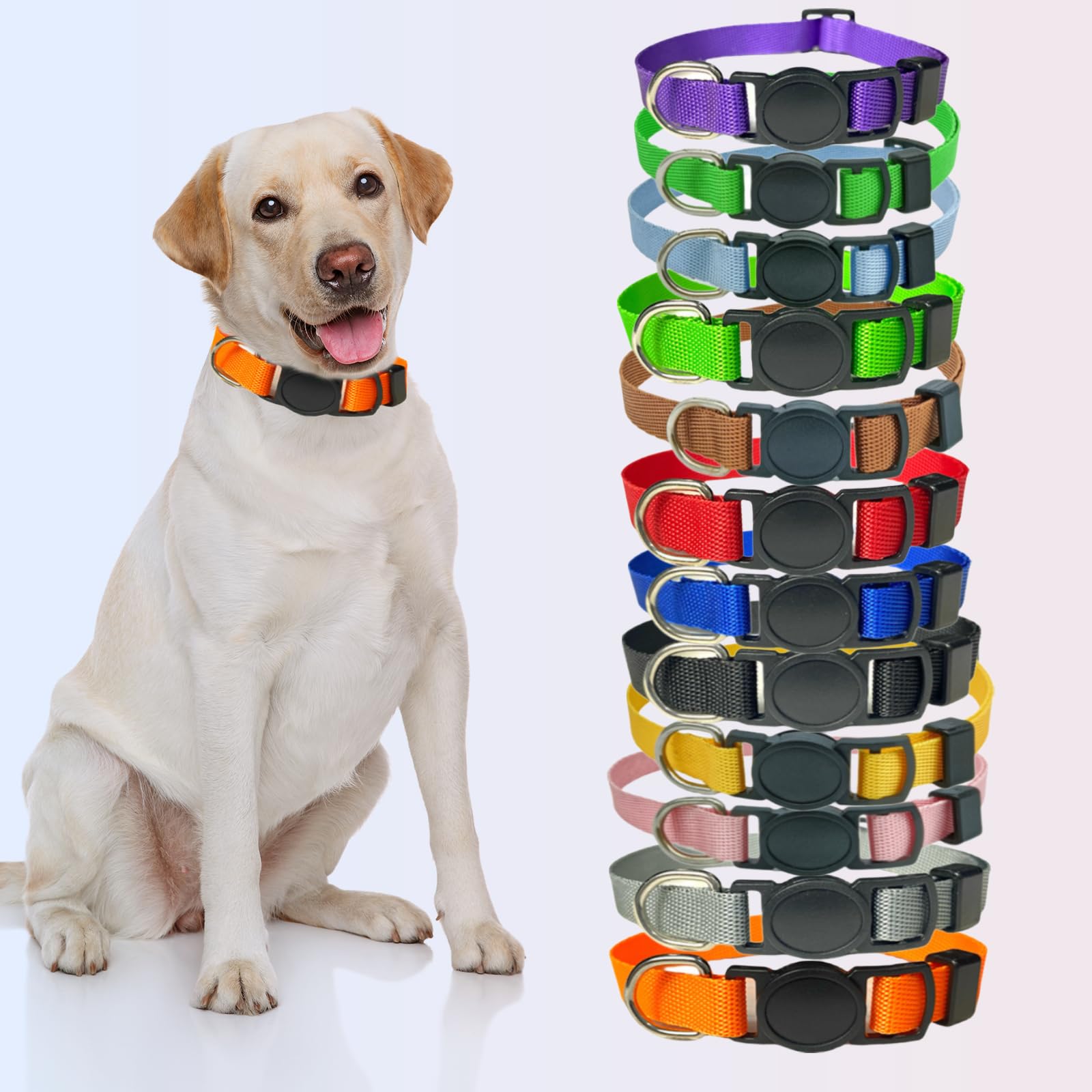 12 verstellbare Welpen-Halsbänder – weiches Nylonhalsband mit Schnellverschluss-Schnalle (19–32 cm) – sicher und bequem für neugeborene Welpen und Kätzchen (12 verschiedene Farben)