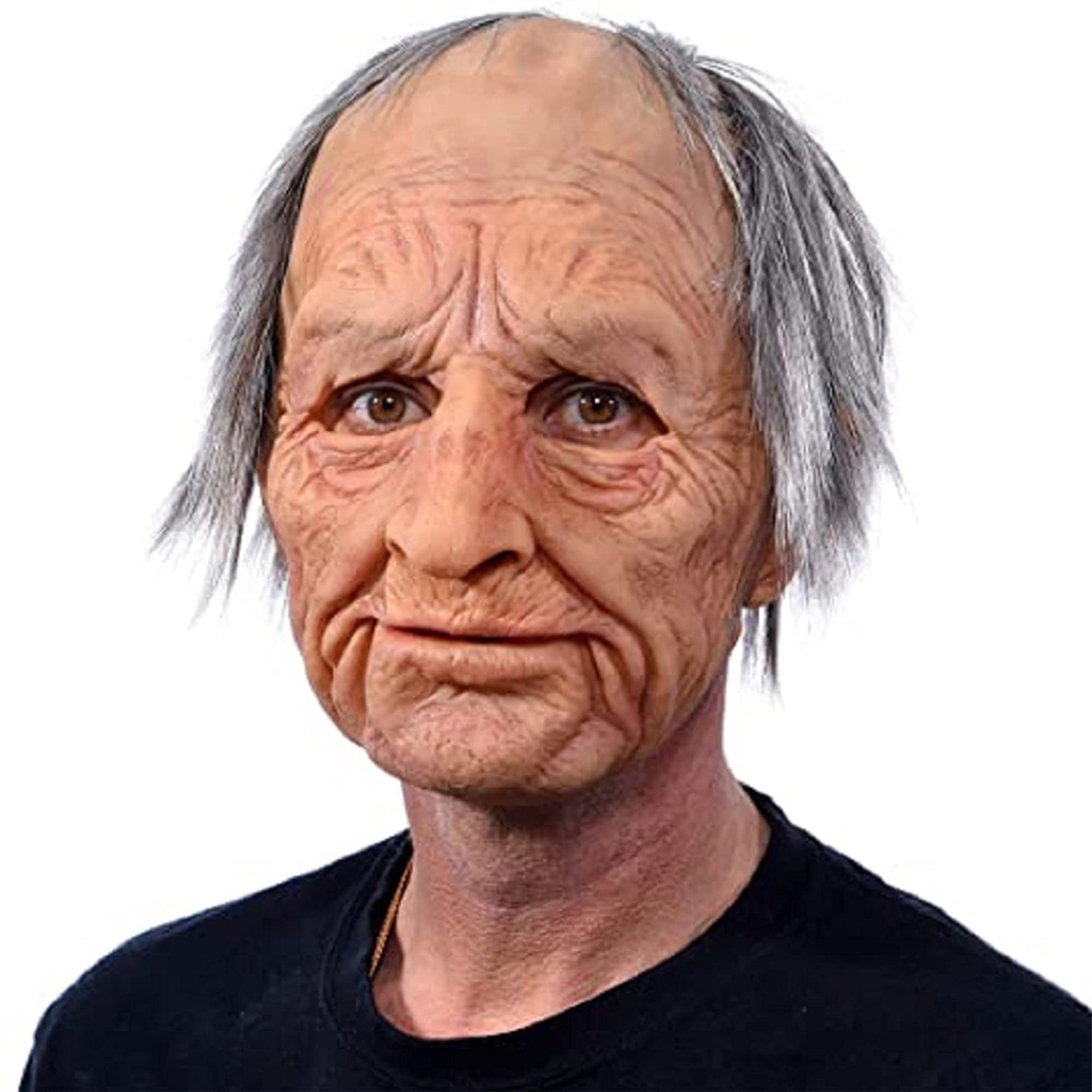 Felcia Realistic Halloween Wrinkle Face Mask for Cosplay - Old Man with Wigs