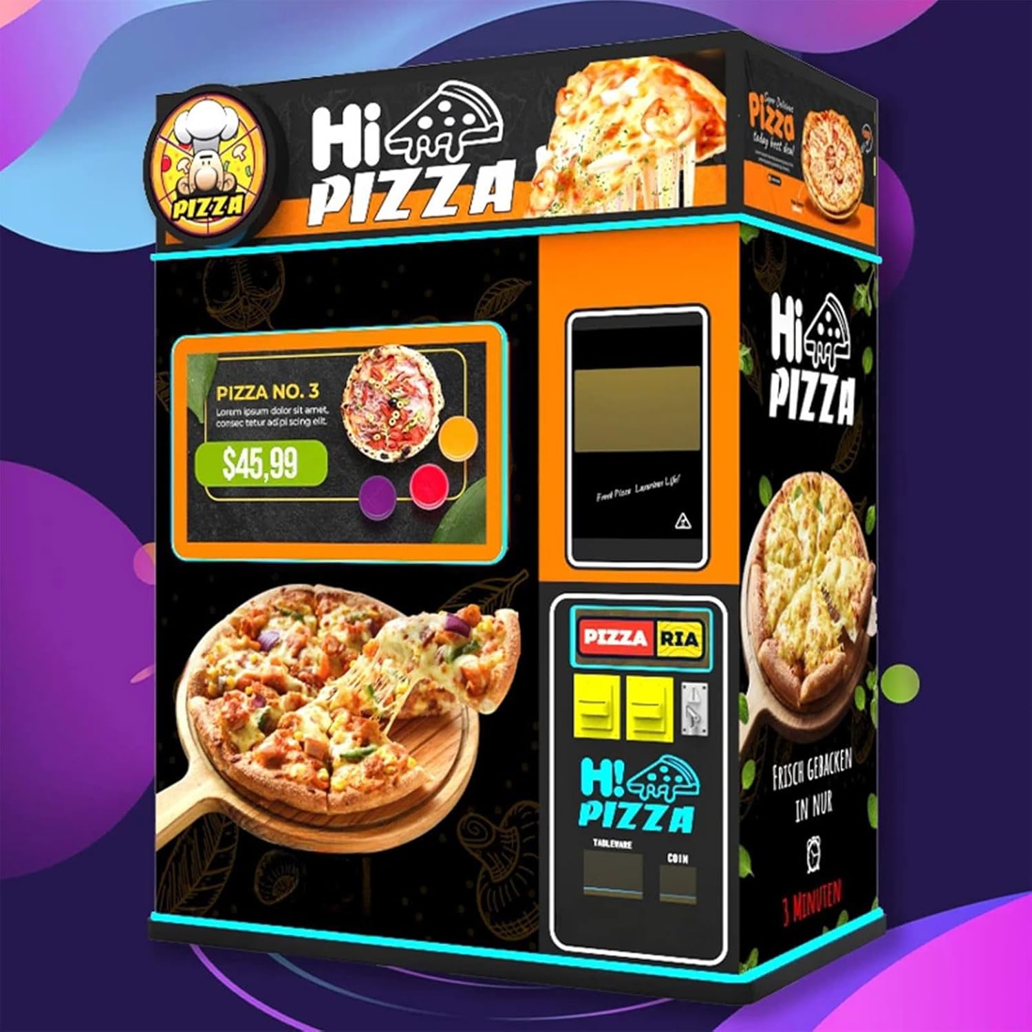 Commercial Pizza Vending Machine with Remote Management, Automatic Pizza Vending Machine for Indoor Use, 20% Energy Saving & 32" Touch Screen for Stadiums and Airports