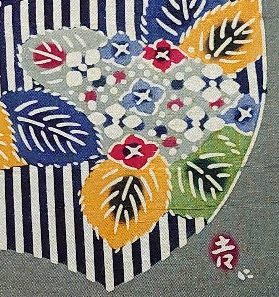 Amazon.co.jp: f20110608〇絹本 染絵 紅型 紫陽花 吉 〇和本古書