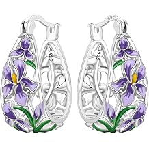 Floral Hoop Earrings 925 Sterling Silver with 14K Gold Plating Lightweight CZ Flower Hoops | Hypoallergenic Jewelry for Women | Gift Box + Polishing Cloth