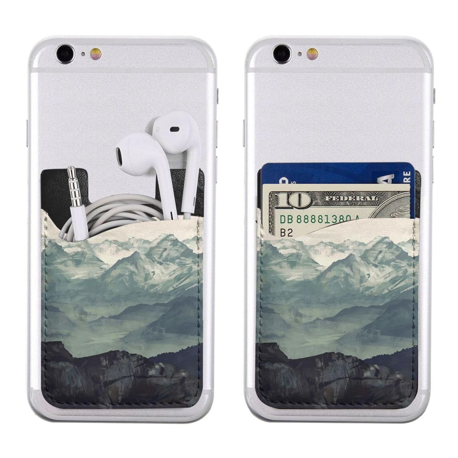 Tarjetero adhesivo para teléfono compatible con la mayoría de las partes posteriores del teléfono, Forest Mountain Fog, Talla única