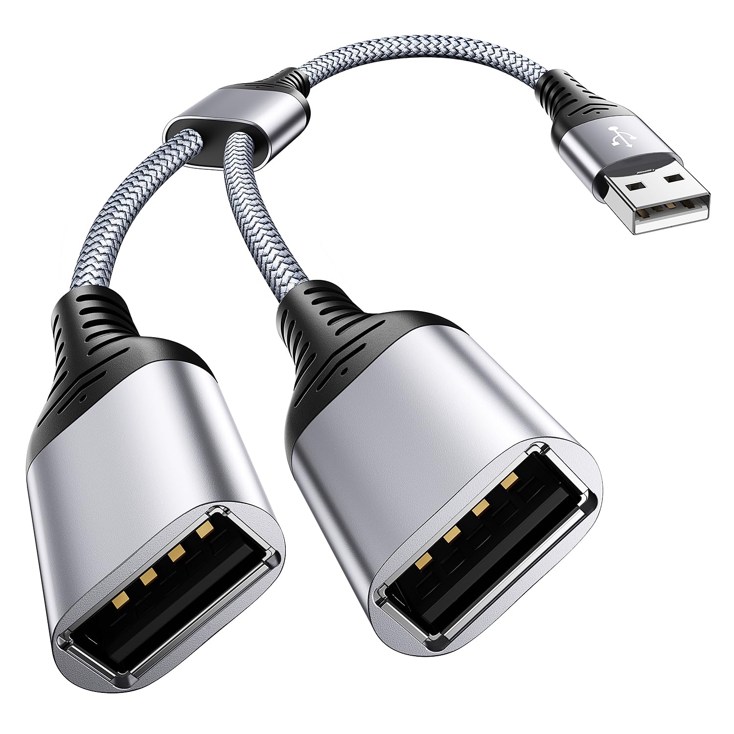 ANDTOBO Splitter USB, USB 2.0 A Maschio a 2 Doppi USB Femmina Jack Y Splitter Hub Cavo di alimentazione Cavo di Estensione Adattatore Per PC, iPhone, Mouse, Tastiera, Stampante, Luci LED USB