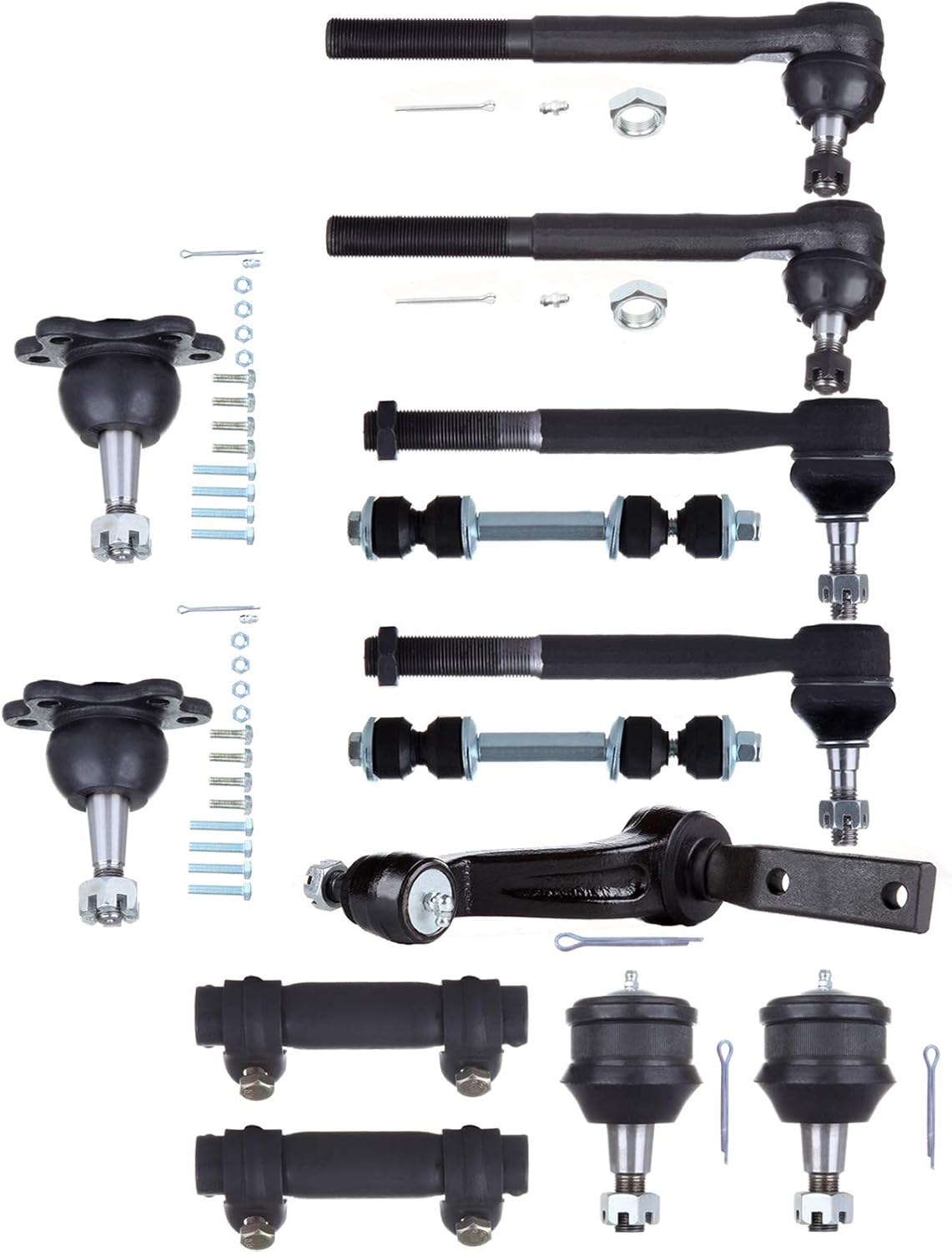 OCPTY - New 13-Piece fit for Chevrolet for GMC C1500 C2500-2 Front Upper 2 Lower Ball Joints 2 Inner 2 Outer Tie Rod Ends 2 Adjusting Sleeves 2 Stabilizer Bar 1 Idler Arm