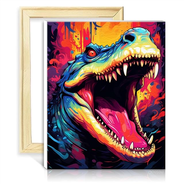 TANGFEIY Kit de pintura al óleo, cocodrilo, bricolaje, pintura por números, pintura al óleo acrílica