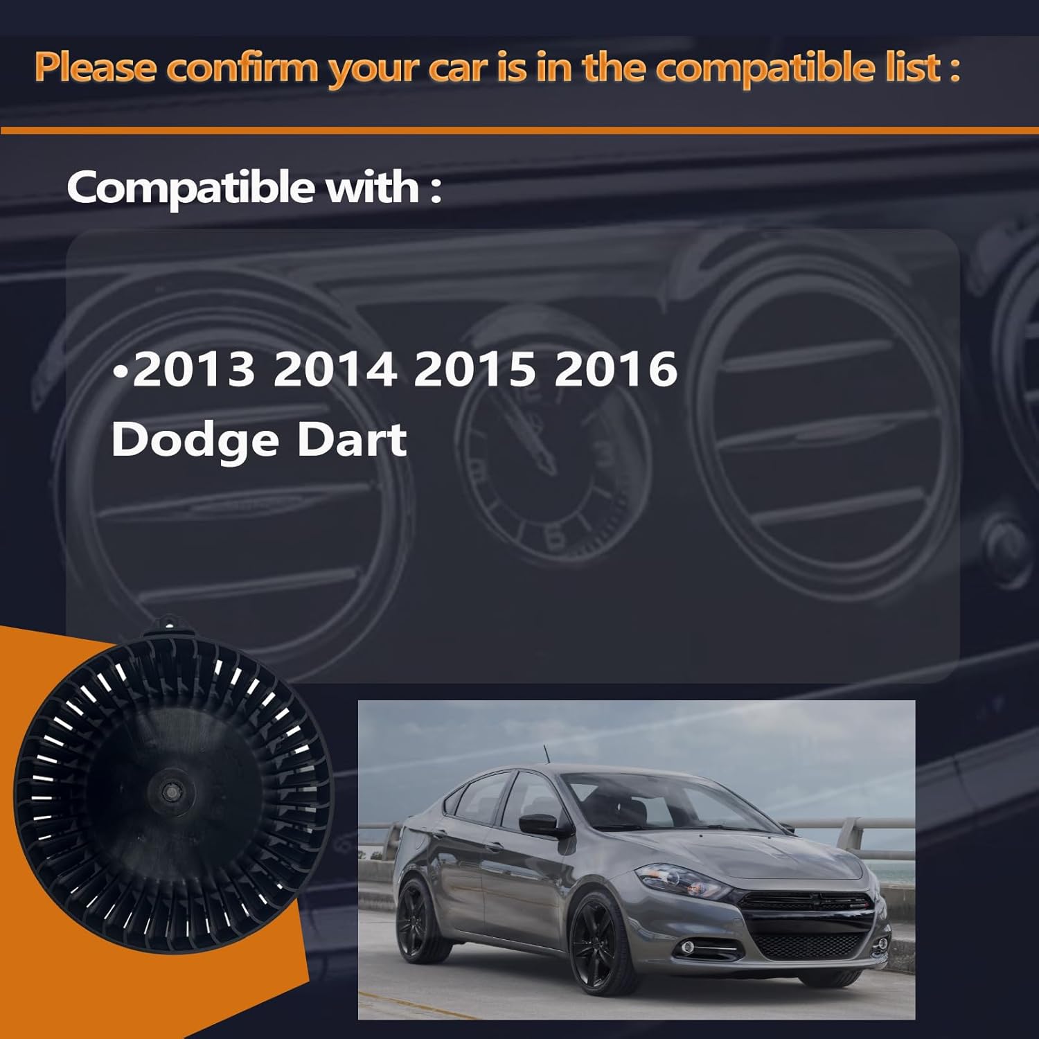 HVAC A/C Heater Blower Motor Compatible with 2013 2014 2015 2016 Dodge Dart Replacement for 68225055AB 76971 2311894 PM4050