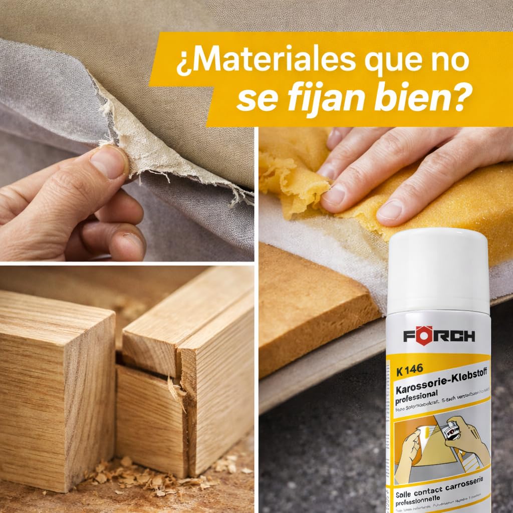 Cola de Contacto en Spray Förch, Pegamento en Spray ideal para Tapicería Coche, Espuma, Tela, Madera, Metal y Hormigón - 2 Unidades