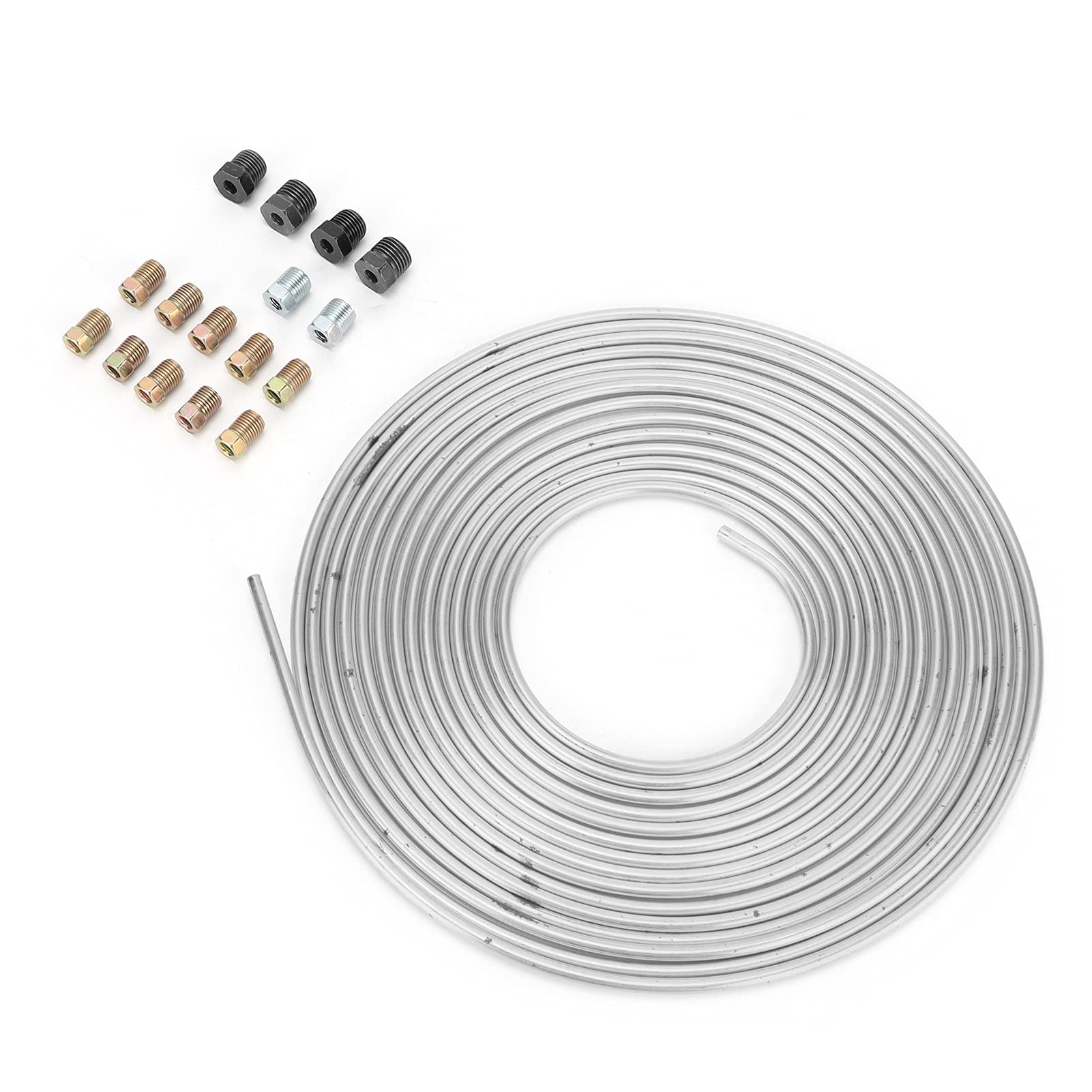 Aramox Tubo de Freno de Cobre Niquelado, 7,62 metros x 4,76 mm, Color Plata, para Combustible de Frenado Hidráulico de Coche