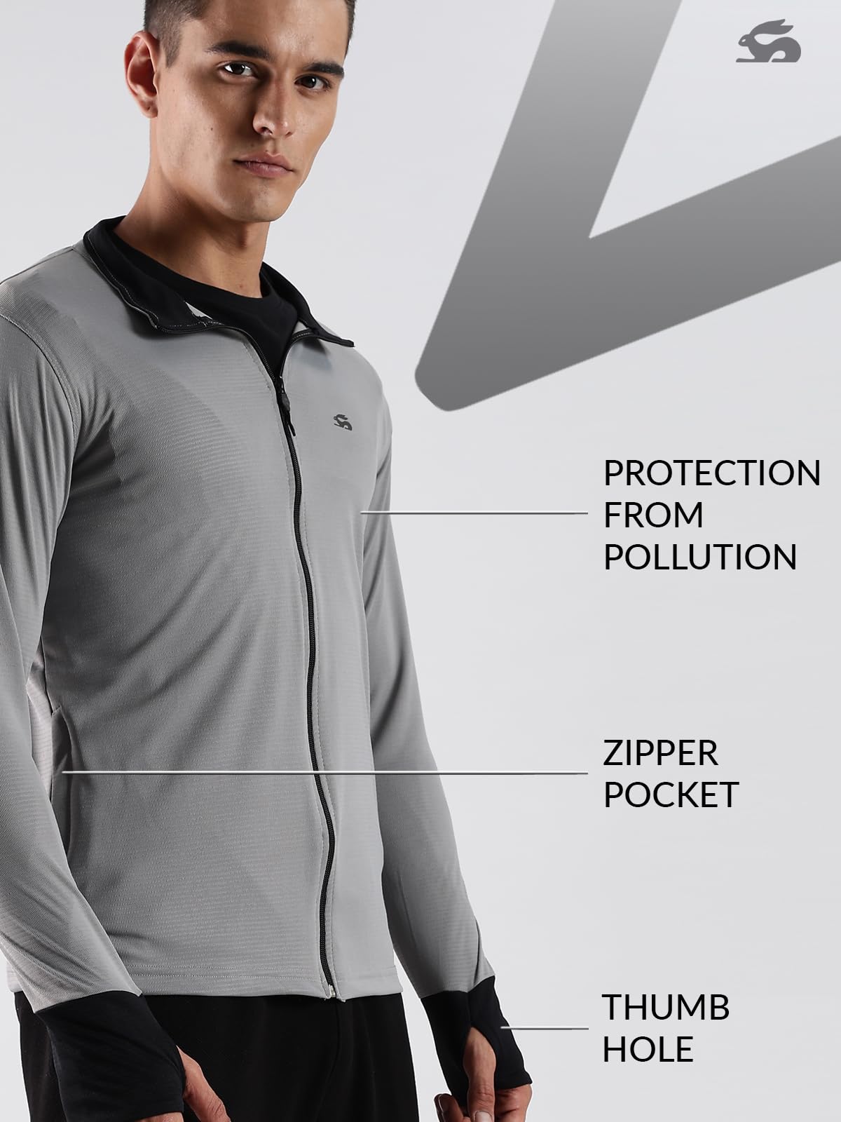 ADRO Sunscreen Jacket for Men UV Sun Advanced Protection Running Jackets For Men Biker Jackets with Zipper Sports jacket for men | SSJ-PLN-GR-XL 1