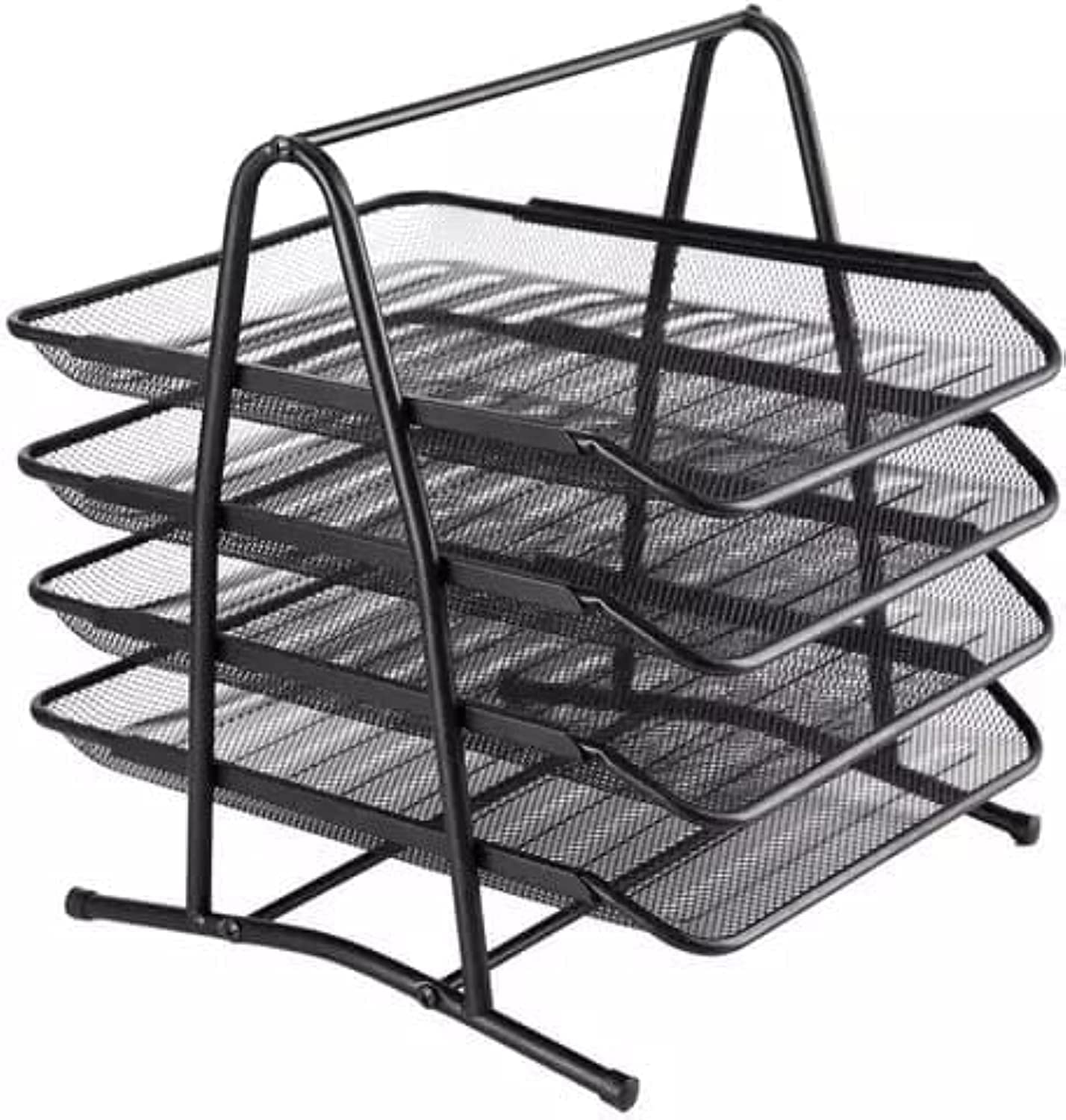 Metal Paper Tray 4 Tier, Document organizer for Desk Accessories,Office Supplies, Files Organizer racks, Mesh File, Folders, Mails, A4 papers Table organiser, School Books Organizer rack