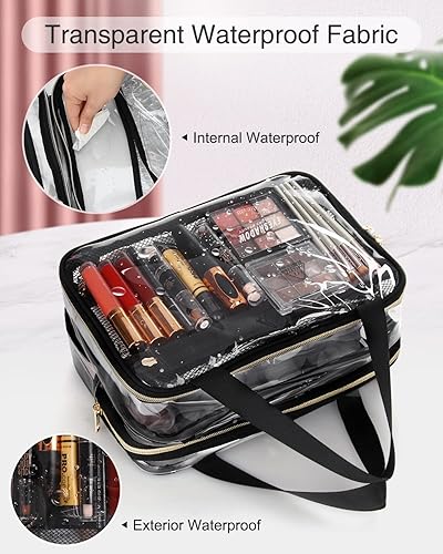Miniatura 9 de Neceser colgante, bolsa de maquillaje de viaje, aprobada por la TSA, bolsa transparente para artículos de tocador, bolsa de cosméticos impermeable,