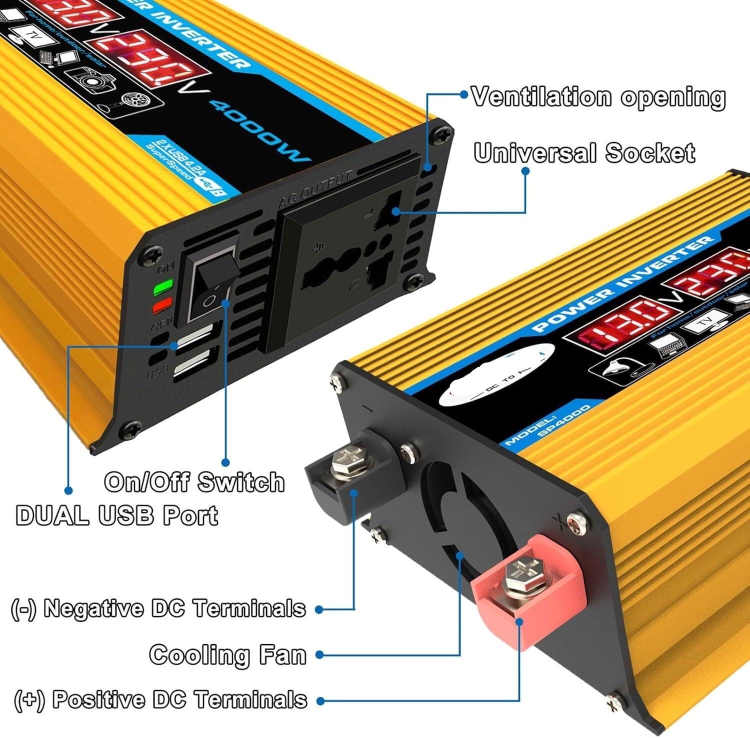 4000-W-Off-Grid-Solar-Wechselrichter-Kit mit wasserdichtem 18-W-Panel und 30-A-Laderegler for den Einsatz zu Hause, im Wohnmobil und im Freien