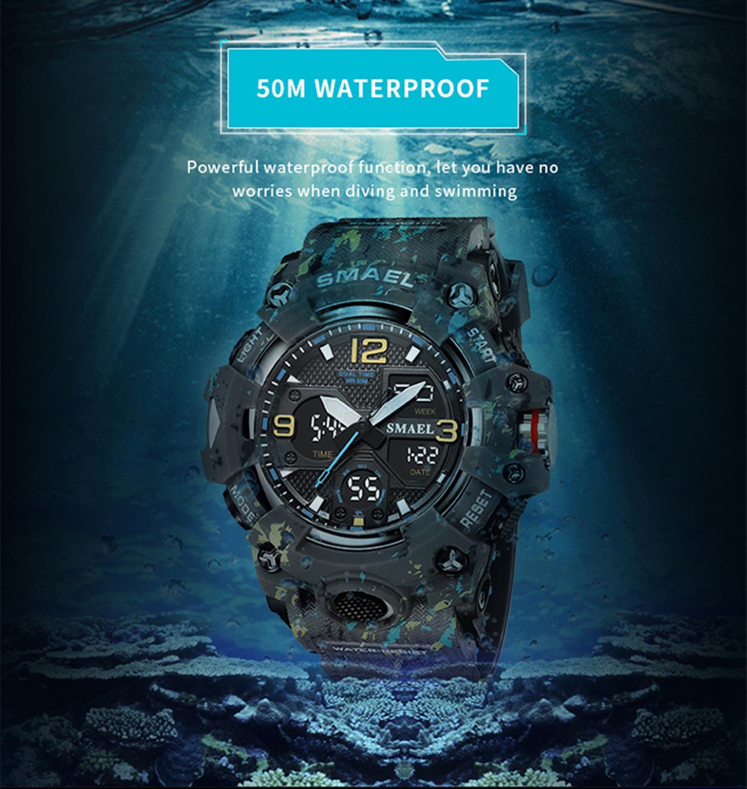 Montre Numerique Homme Etanche Waterproof Digital Militaire Montres avec LED Lumière Alarme Et Calendrier Date Course À Pied Homme Montre Bracelet