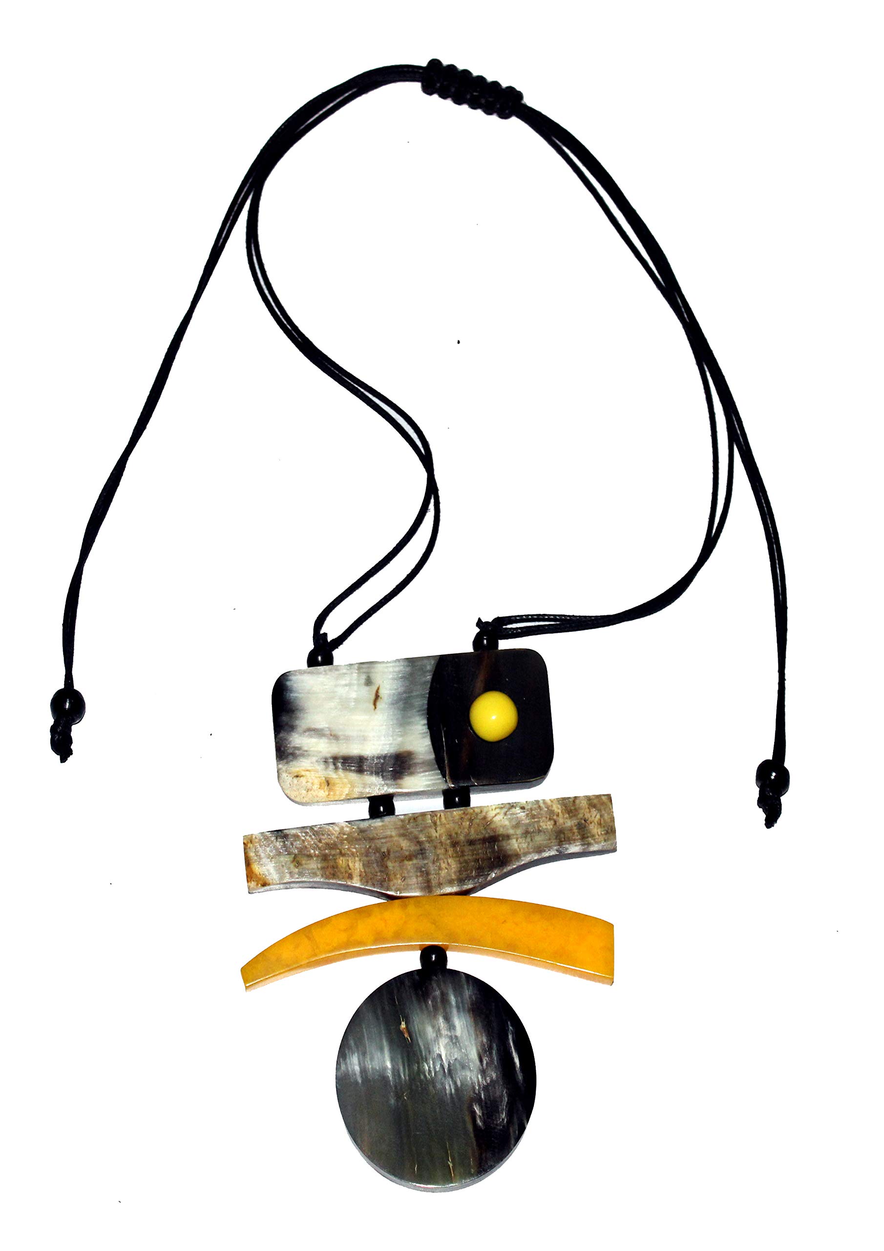 Wonderlist Handicrafts Natural Organic Buffalo Horn Tribal Fashion Tweak Beads Statement Necklace for Woman Bib Collar Adjustable Natural Genuine Horn Necklace.