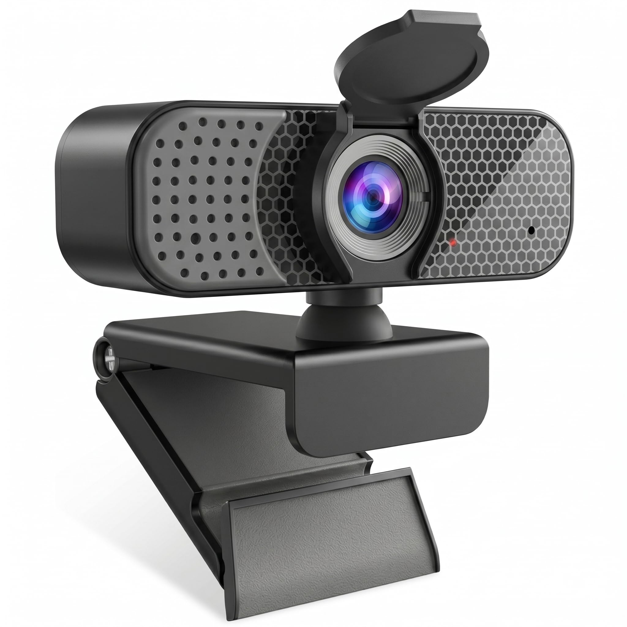 2K Webcam PC Webcam with Microphone and Physical Privacy Cover, Noise-Canceling Microphone, Auto Light Correction, Wide Angle, Plug and Play for Conferences/Online Classes/Live Streaming/Zoom/Teams