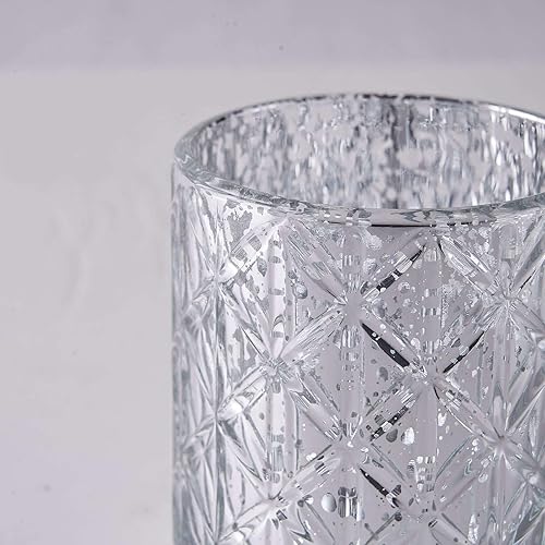 Efavormart - Juego de 6 portavelas de cristal de mercurio plateado antiguo, portavelas votivas con diseño geométrico, perfecto para ceremonias de