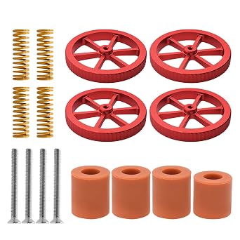 IdeaFormer Upgraded 4pcs Red Aluminum Hand Twist Leveling Nut,4pcs 20mmSprings,4pcs Screws, 4pcs Heatbed Silicone Leveling Column Mounts for Ender 3/3 Pro/3v2 3D Printer