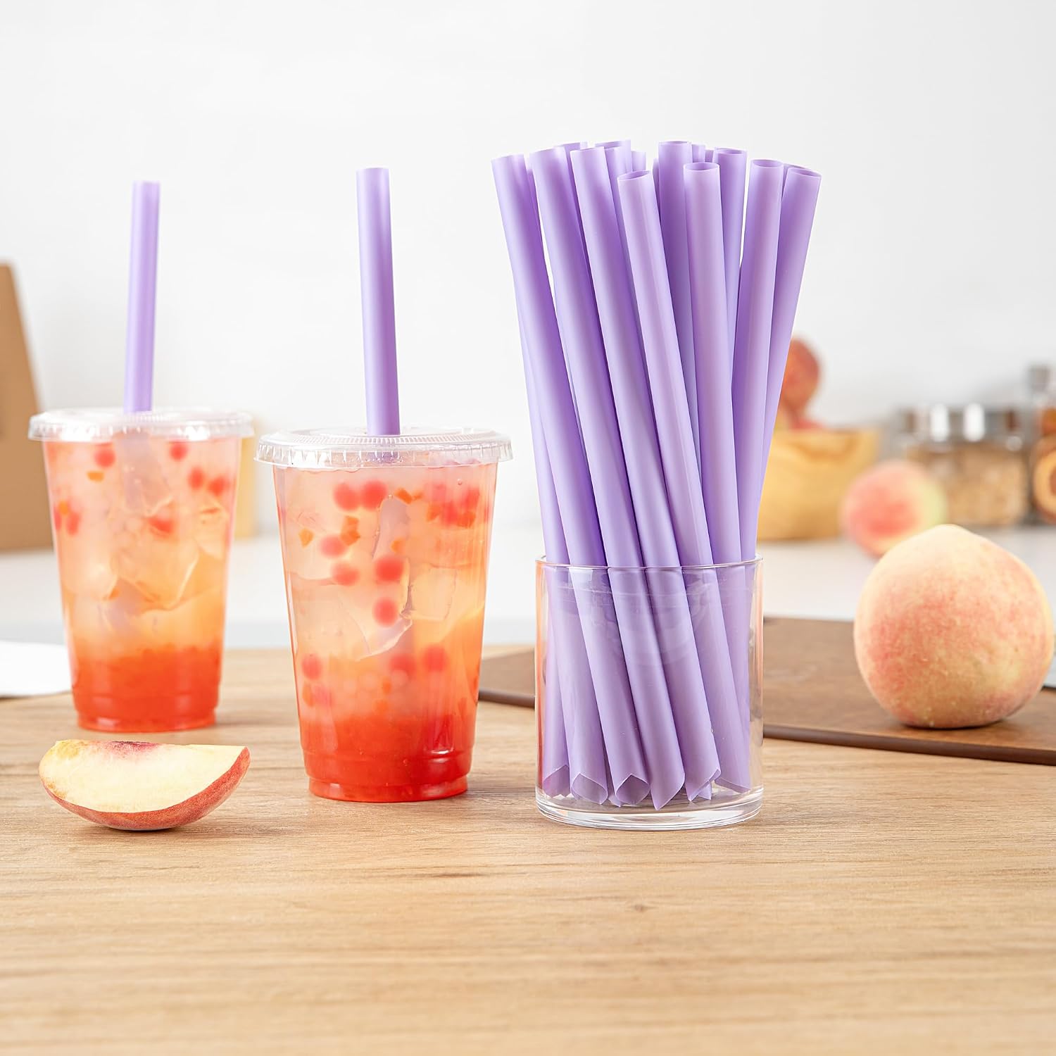 Restaurantware Plastic Straws 1000 Pack of 9 Inches PLA Extra Wide Boba Drinking Straws Sustainable Unwrapped Disposable Flexible for Cocktails and Cold Drinks