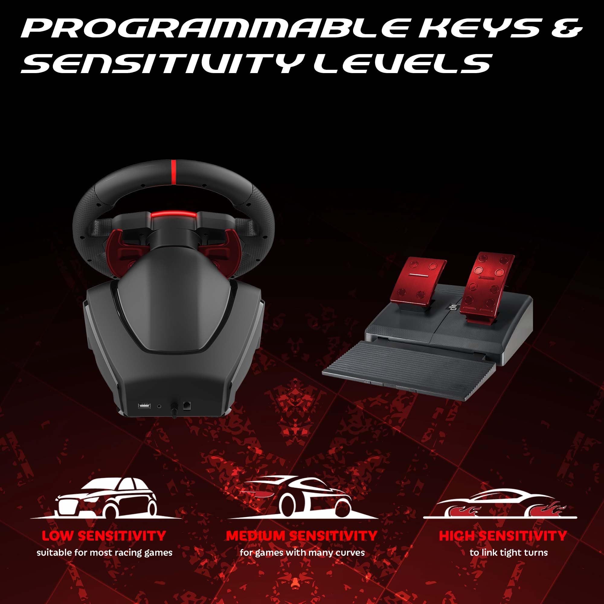 Subsonic - Volant Superdrive 270 GT pour Switch 2/Switch, PS4, PC et Xbox | Volant de Course Double Joysticks pour GTA 6 - LED - Vibrations - Diamètre 27 cm, Rotation 270° - Livré avec Pédales