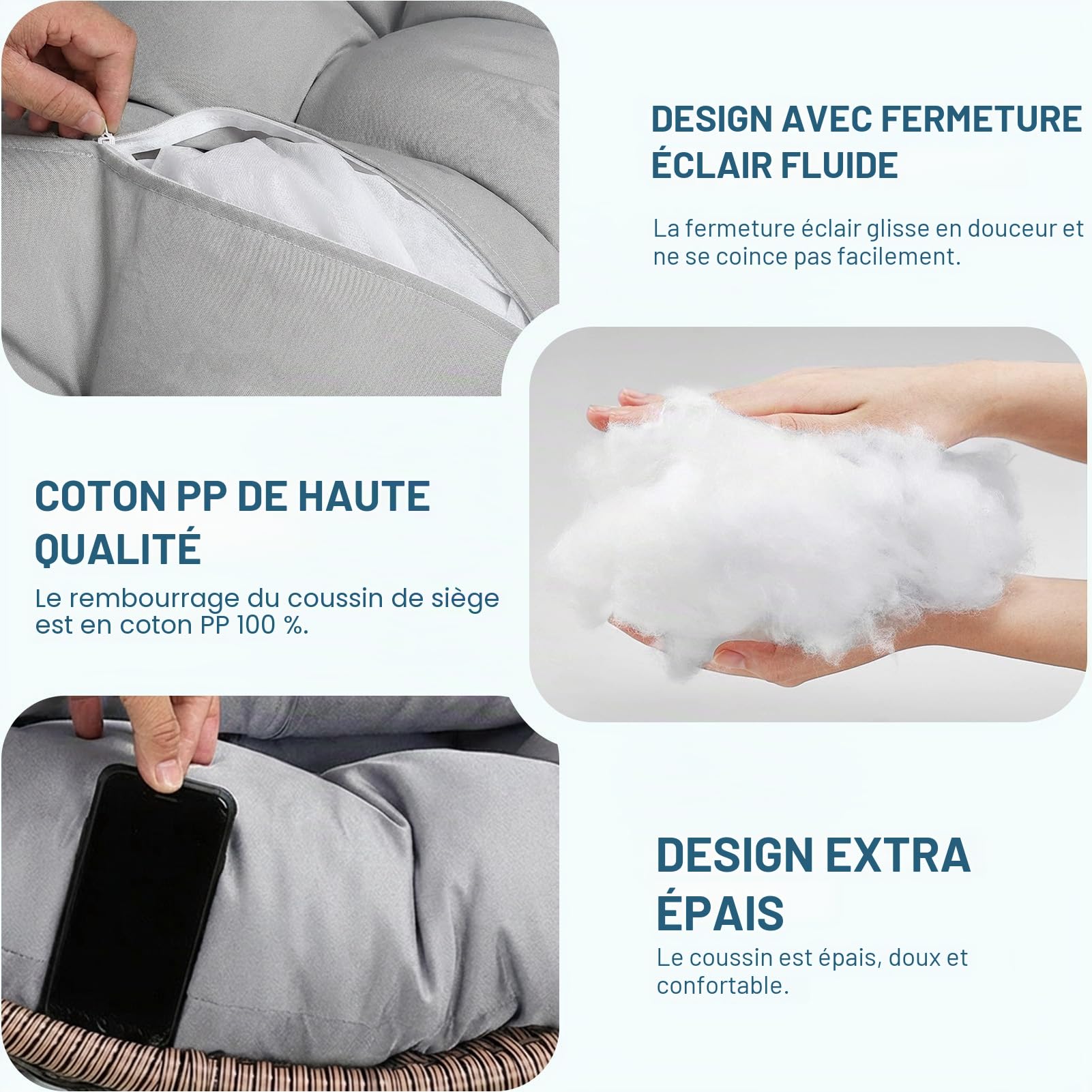 Coussin de Chaise Suspendue Imperméable et Confortable pour l'Extérieur