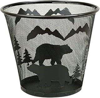BestGiftEver Wastebaskets with Black Bear and Mountain Scenery Design - Rustic Cabin Lodge Decor