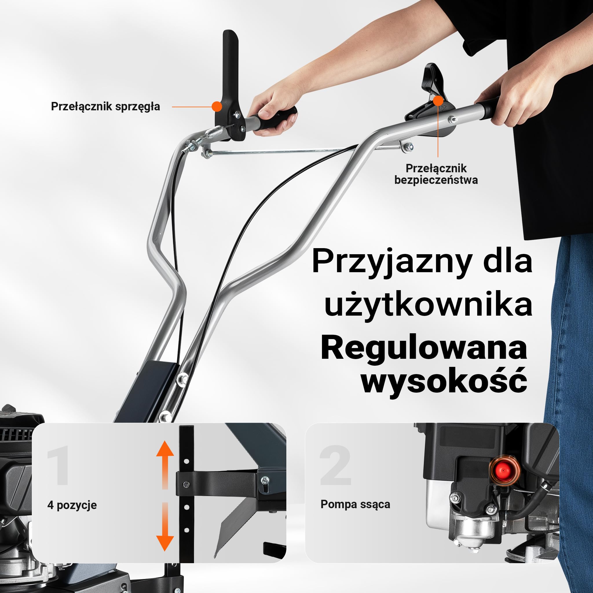 Wiltec Glebogryzarka spalinowa o szerokości roboczej 60 cm, kultywator ogrodowy z silnikiem 144 ccm 3,4 KM z 6 tarczami