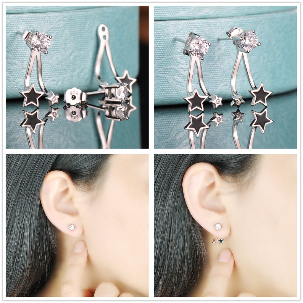 Yumilok Collana in argento sterling 925, con zirconi, con ciondolo a forma di stella, per donne e ragazze