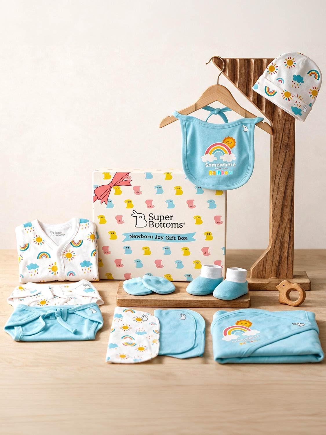 SuperBottoms Baby Gift Set for New Born - Skin-Friendly Newborn Essentials - Ideal Gifts for NewBorn Baby – Unisex Clothing - 0-3 Months – 11 Pieces Baby Gift Hamper (Blue)-image-33