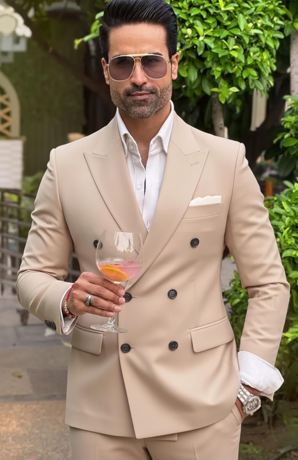 Men's Suit Slim Fit 2 Piece Double Breasted Blazer+Pants Wedding Grooms - Image 7