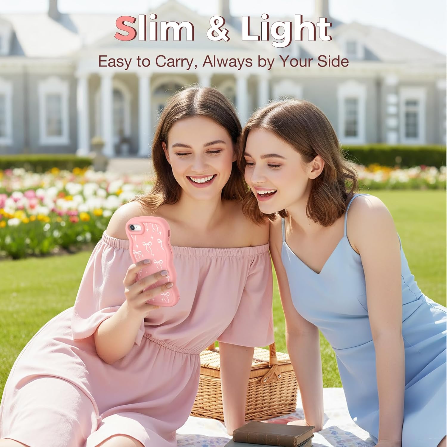 Compatible with iPhone SE/8/7 Case for Women Girls, Curly Wavy Frame with Cute Pattern, Aesthetic Slim Soft Silicone TPU Bumper Shockproof Phone Case for iPhone SE/8/7 - Bowknot Star - Image 5