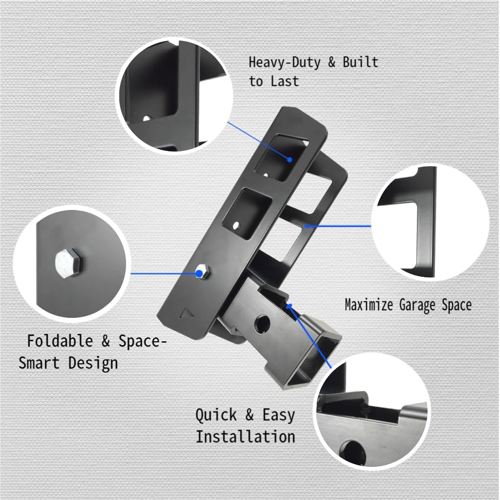 Hitch Wall Mount, Free Loader Hitch Holder & Garage Bike Rack Wall Mount, Heavy Duty Vertical Storage, Fits 2" Receiver, for Bike Rack, Cargo Carrier，with Powder Coated Finish