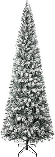 Miniatura 7 de Salzburg - Árbol de Navidad artificial preiluminado esmerilado de 9 pies con 1455 puntas de rama, 500 luces cálidas y soporte de metal, árbol de