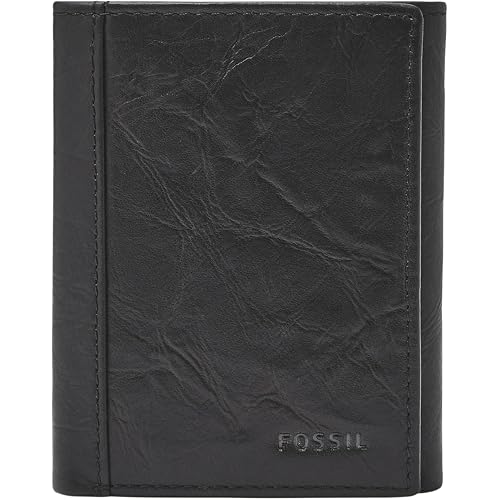 Fossil Men's Neel Leather Trifold with ID Window Wallet, Black, (Model: ML3869001)