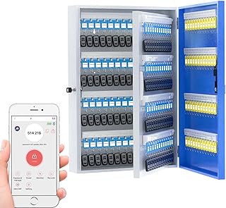 WeHere Key Lock Box Wall Mount(192 Keys), OTP Share Half-Remote Unlock Smart Key Cabinet, Large Security Storage Lockbox Bluetooth/Fixed Code Unlock, Key Management for Valets,Realtors,Office,Hotel