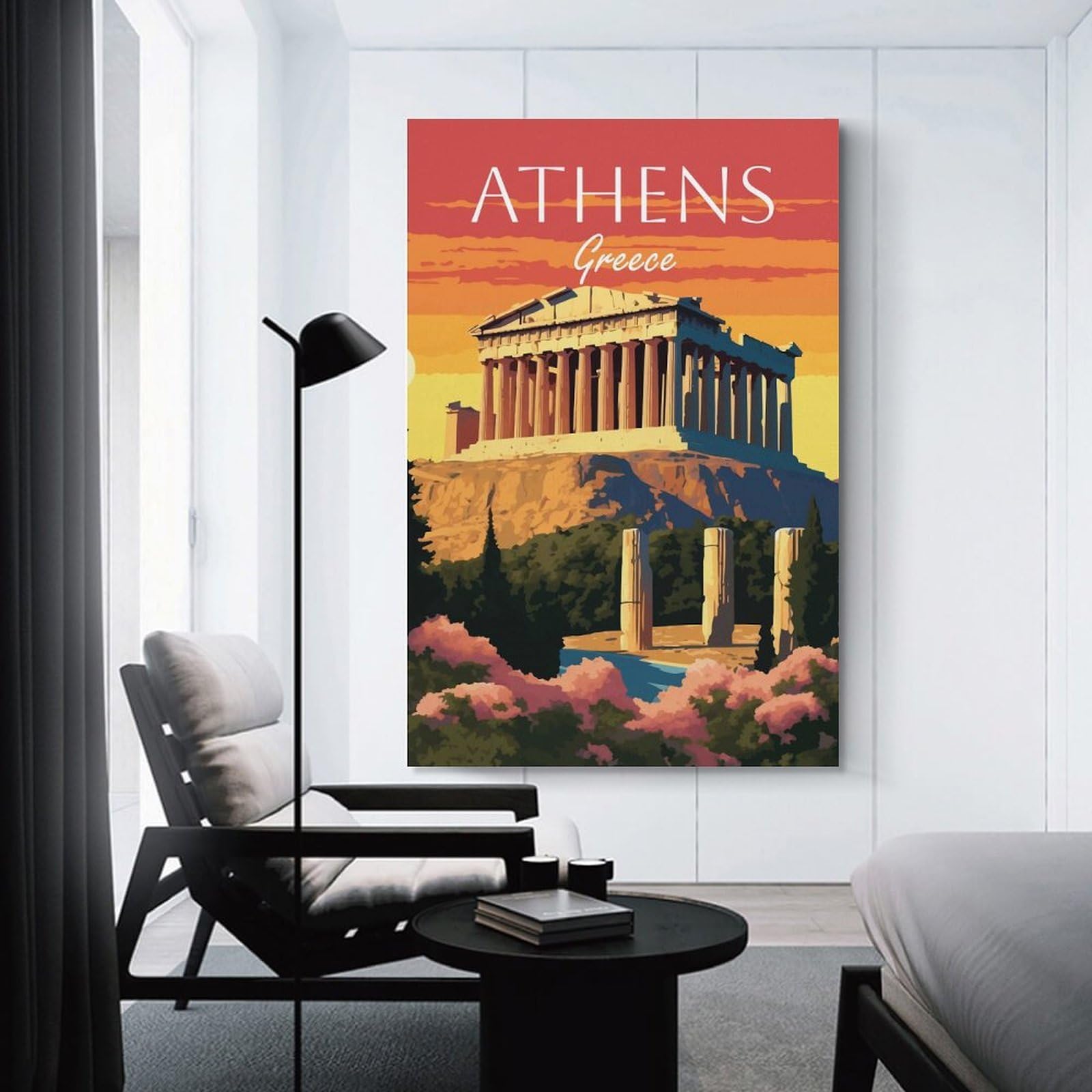Junmoney Athens, Greece Sunset Wall Art Print 20x30inch(50x75cm), for Art Walls, Layered Displays Or Homes, Wall Decor Suited to Curated Displays