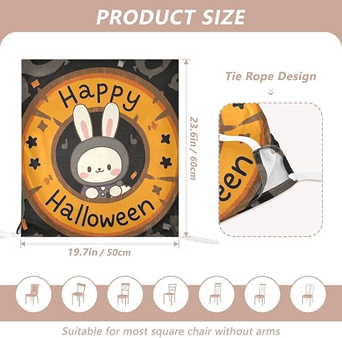 Miniatura 3 de Juego de 6 fundas decorativas para sillas decorativas de conejo de dibujos animados de Happy Halloween para fiesta para comedor, fundas decorativas