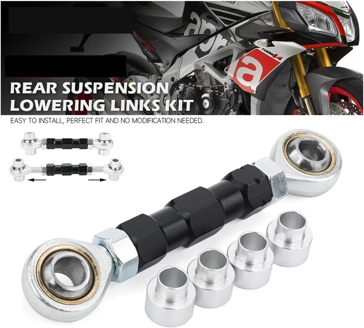 Lowering Links Kit Fit for Aprilia Tuono V4 V4R 1100RR RSV4 1000/R/RR/1100 Motorcycle Rear Suspension Cushion Lever Drop Linkage Motorcycle Accessories, Black