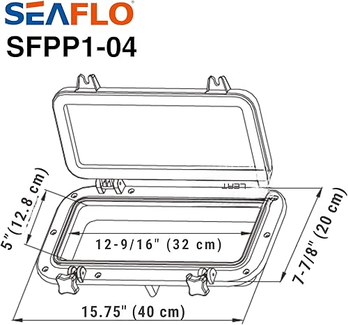 Miniatura 8 de SEAFLO Ventana rectangular para ojo de buey con plástico ABS y vidrio tintado, 16 x 8 pulgadas (blanco)