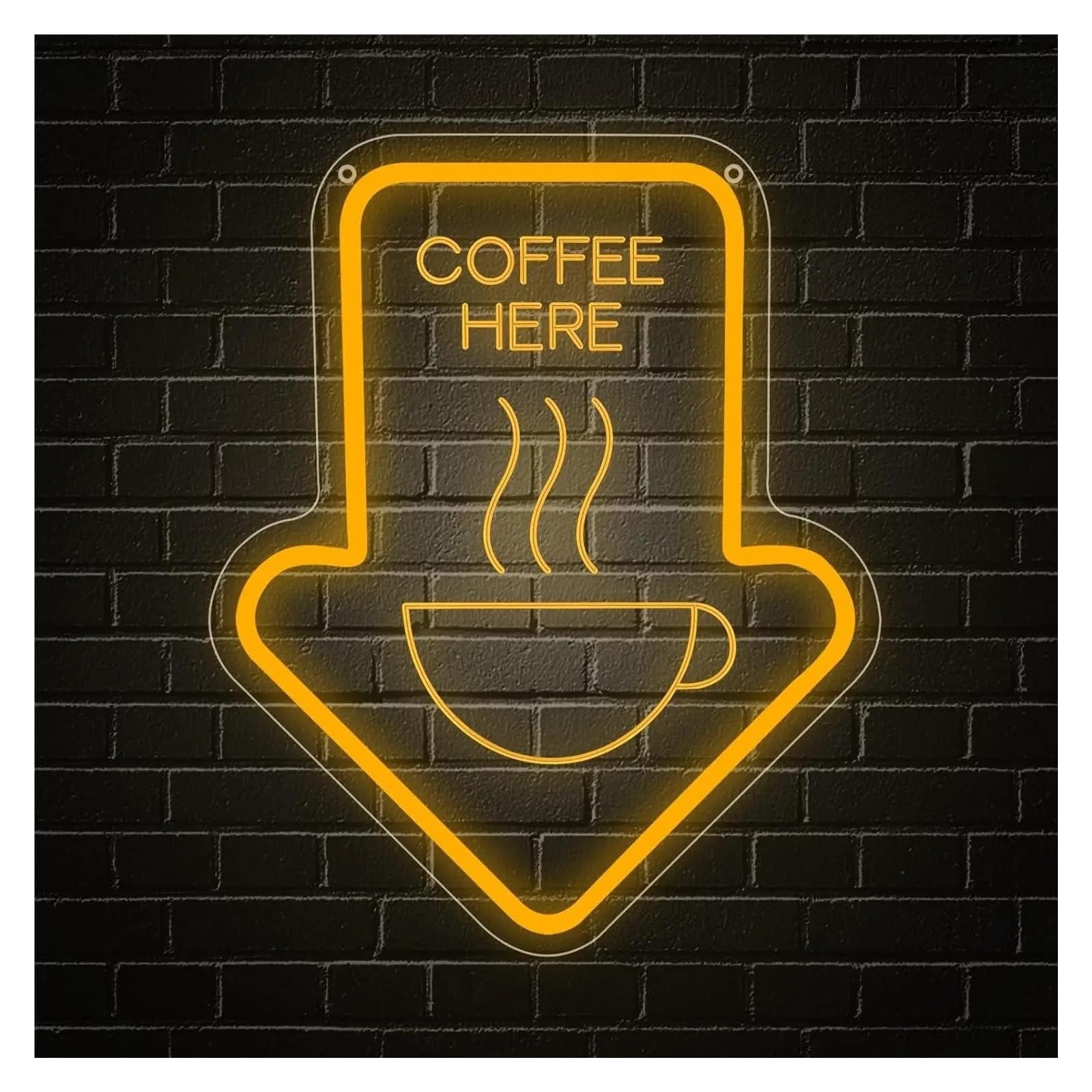 LEMST Sign Lamp Coffee Neon Sign Here Led Light Signs for Bar Station Cafe Shop Store Window Business 27x33cm/10.63×12.99in