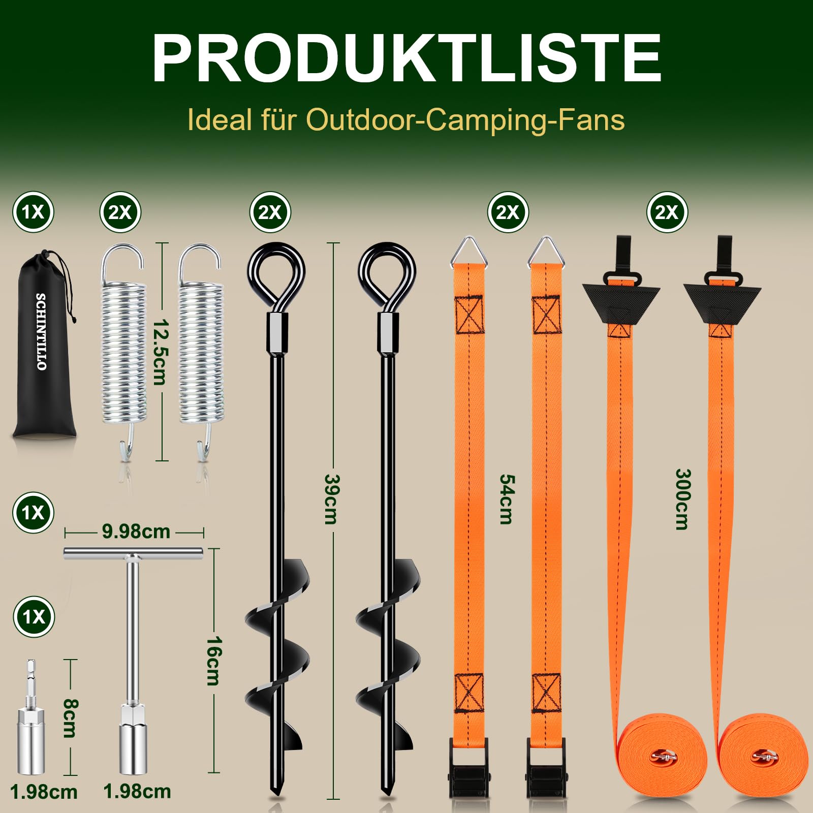 Kit di Fissaggio per Tendalini Cinghie Anti-tempesta per Tendalini di Camper, Accessori per Tendalini Set Completo di Protezione Anti-tempesta per Tendalini di Roulotte con Ancoraggi a Terra da 39cm