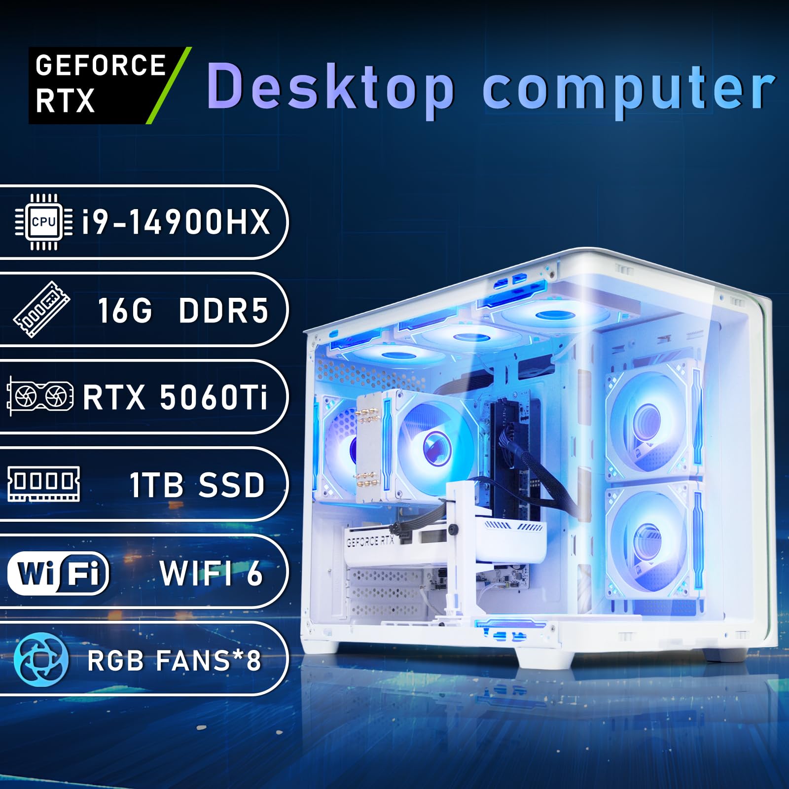 Amazon.com: suevery Prebuilt Gaming PC, I9, RTX 5060TI 8G | 14th
