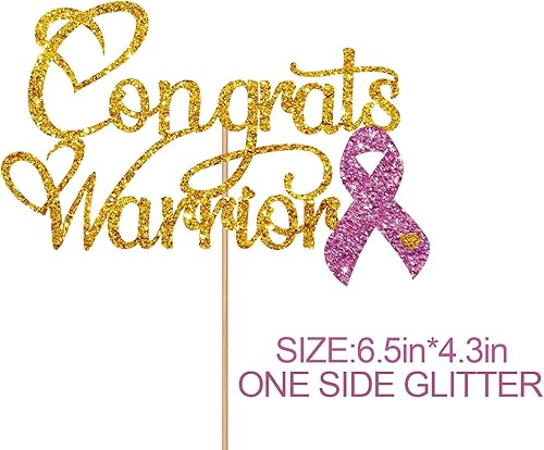 Miniatura 2 de Decoración dorada para tartas de guerrero contra el cáncer de mama, decoración de fiesta de concientización sobre el cáncer de mama, decoración de