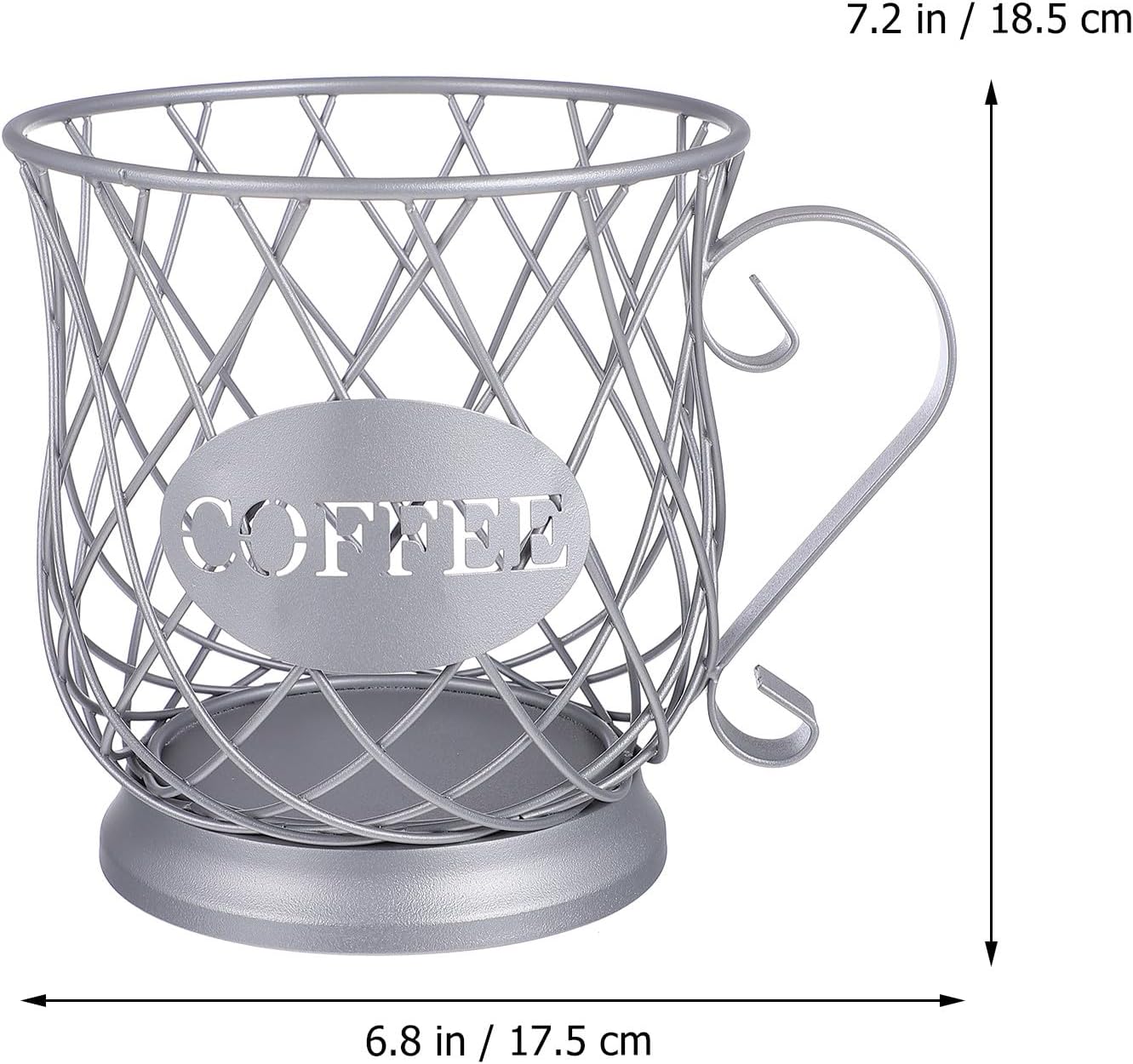 Metal Coffee Capsule Holder Storage Basket Silver Metal Coffee Mug Organizer for Kitchen Countertop European Style for Capsule Storage
