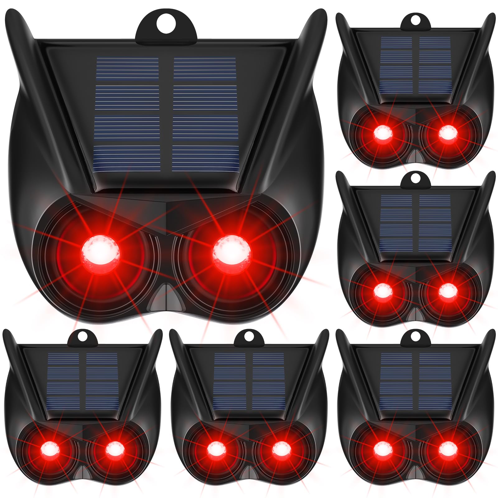 Qualirey Paquete de 6 repelentes solares de animales nocturnos, con LED rojo intermitente, impermeable, disuasivos de depredadores para coyote, mapache, ciervo, zorro, zorrillo, ideal para jardín al