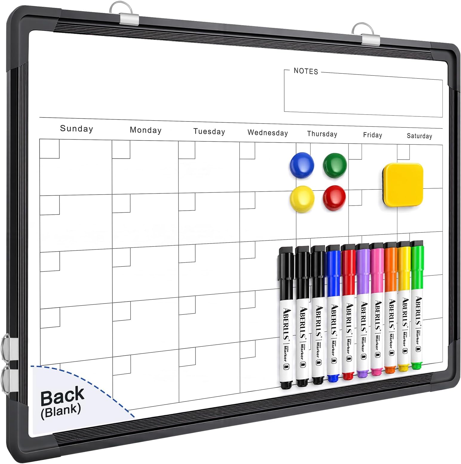 Monthly Calendar Whiteboard for Wall, Dry Erase Board, Magnetic White Board